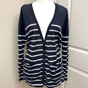 Pure Collection cardigan Womens 8-10 100% Linen Nautical Lagenlook Beach coastal